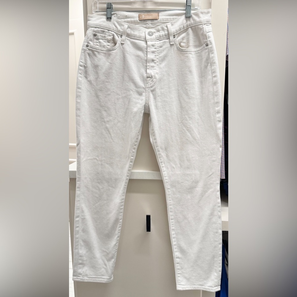 7 For All Mankind white vintage luxe designer jeans straight ankle size 29